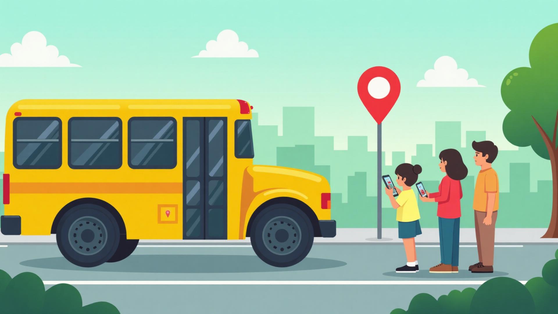School bus tracking application interface showing real-time location